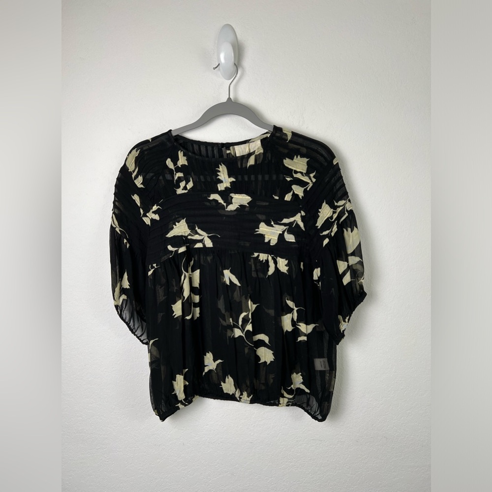 One Fine Day Black Sheer Floral Top